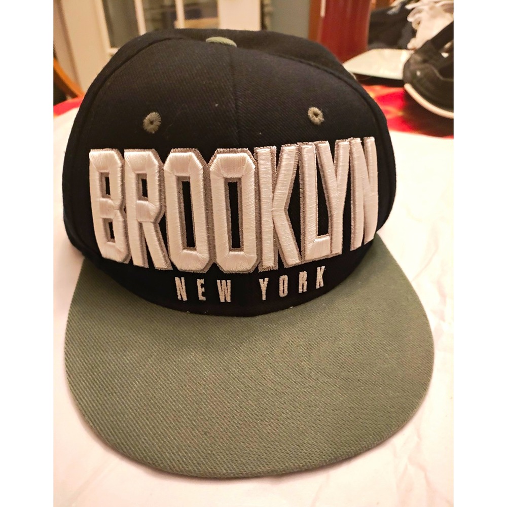 Brooklyn New York Snapback Hat Black Gray Flat Bill 3D Embroidered Hip Hop Cap